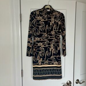 Elegant Jude Connally Black and Tan Patterned Dress